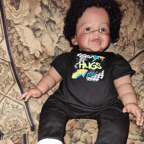 Paradise Galleries Realistic Black Reborn Baby Doll Ping Lau and Art 21" Inch - Picture 1 of 11
